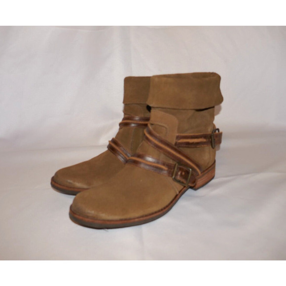 Matisse Prospector Boots Women’s Size 8.5 M Tan Suede Leather Cross Straps Ankle - Picture 6 of 16